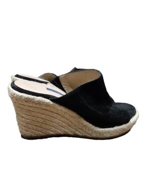 Stuart Weitzman Black Suede Espadrille Wedge Mule - Rope Platform